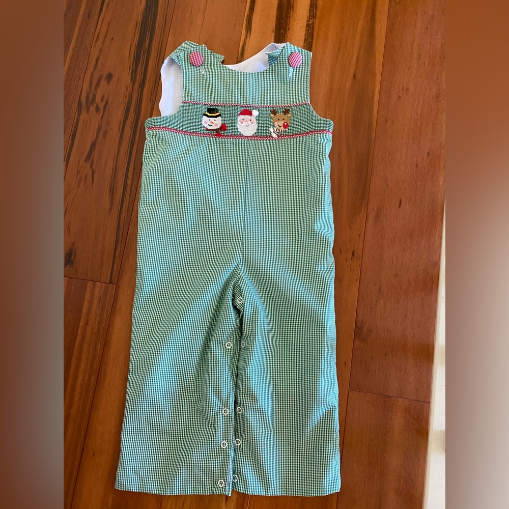 Stellybelly 18M green check Christmas longhall